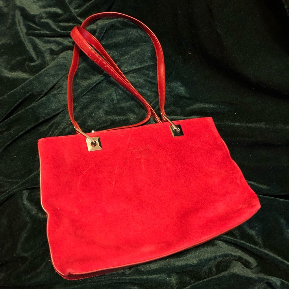 Prada Red Suede/Leather Handbag